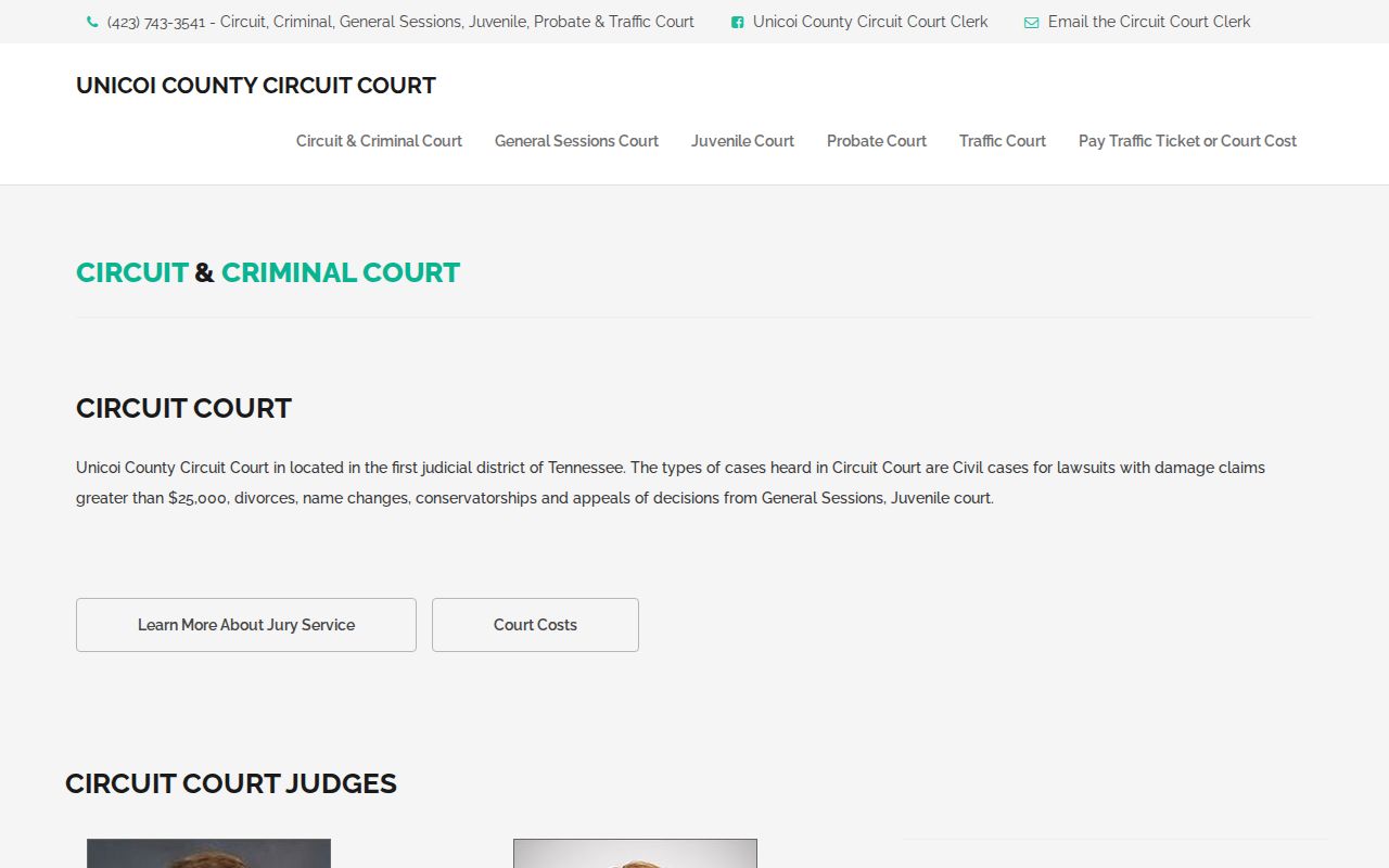 Unicoi Criminal Court source for confirming an Unicoi Annex release authority